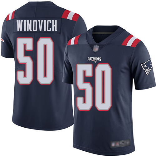New England Patriots Football #50 Rush Vapor Limited Navy Blue Men Chase Winovich NFL Jersey->youth nfl jersey->Youth Jersey